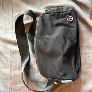 lululemon athletica Black Belt Bag with Silver Logo